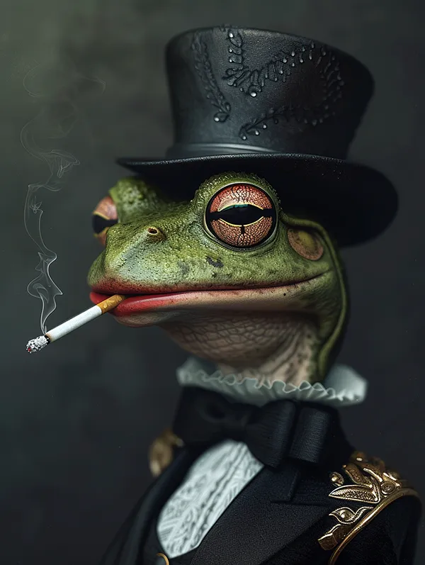 frog in hat